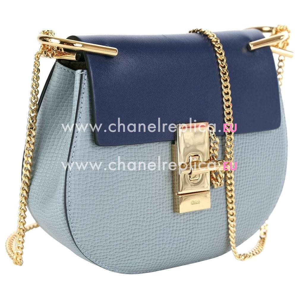 Chloe Drew Grain Leather Golden Chain Bag Blue C55649979