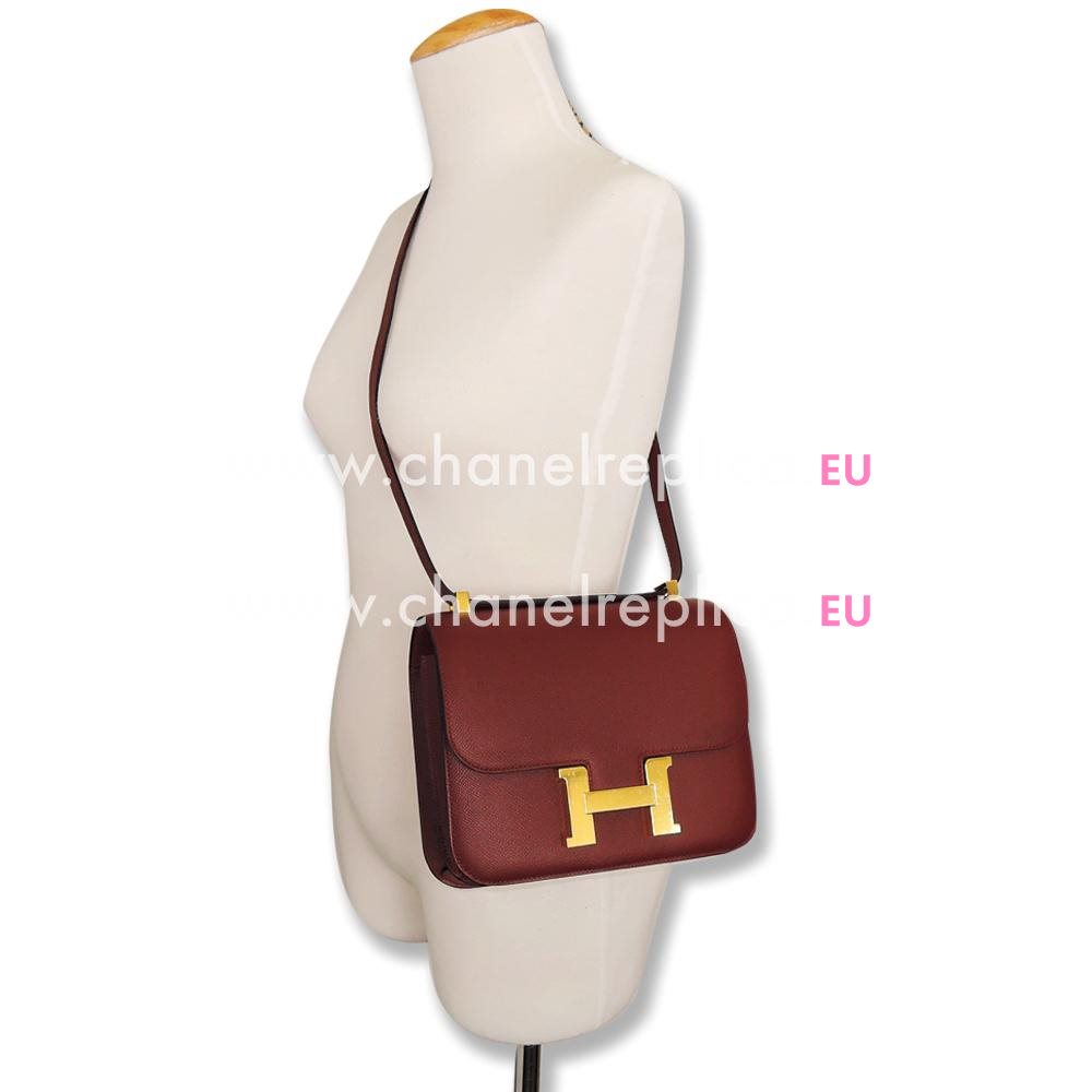 Hermes Constance 24cm Dark Red Epsom Leather Gold Hardware Shouldbag HC1024BB