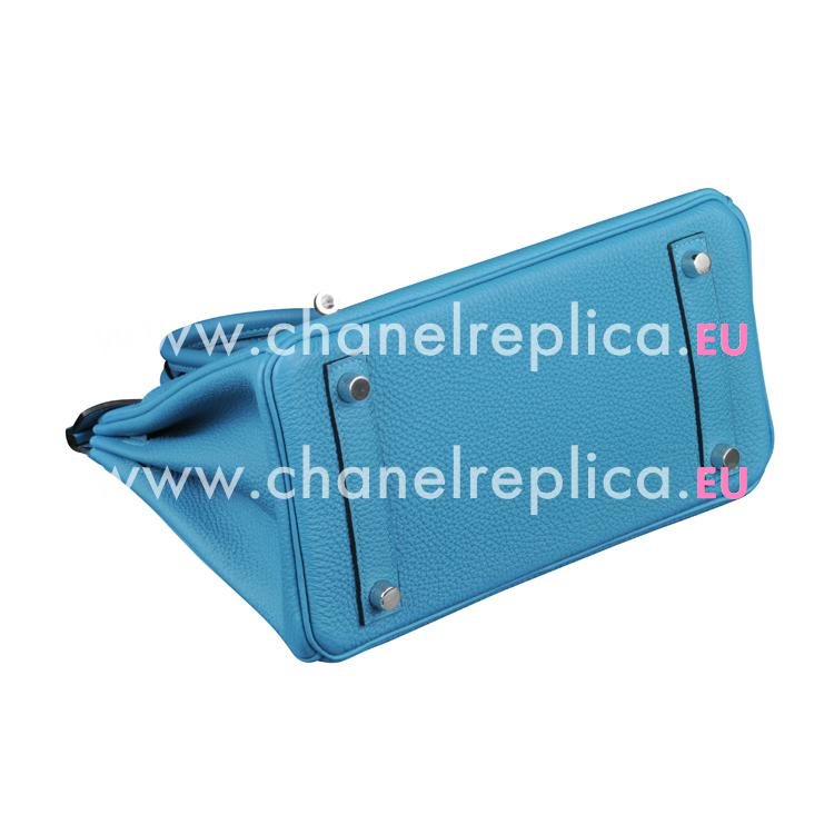 Hermes Birkin 25 Togo Leather 7B Turquoise Palladium Hardware Hand Sew Bag HB1025TBT