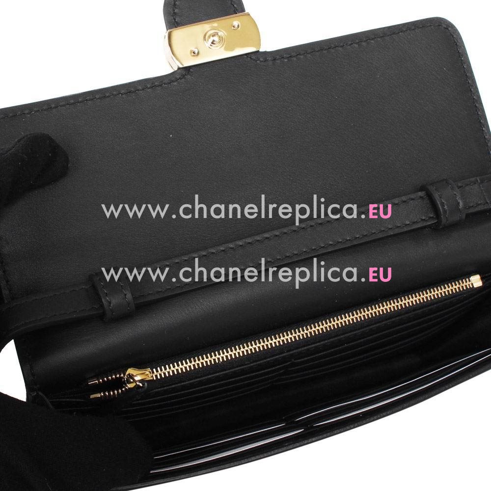 Gucci GG Calfskin Leather Clutch In Black G554922