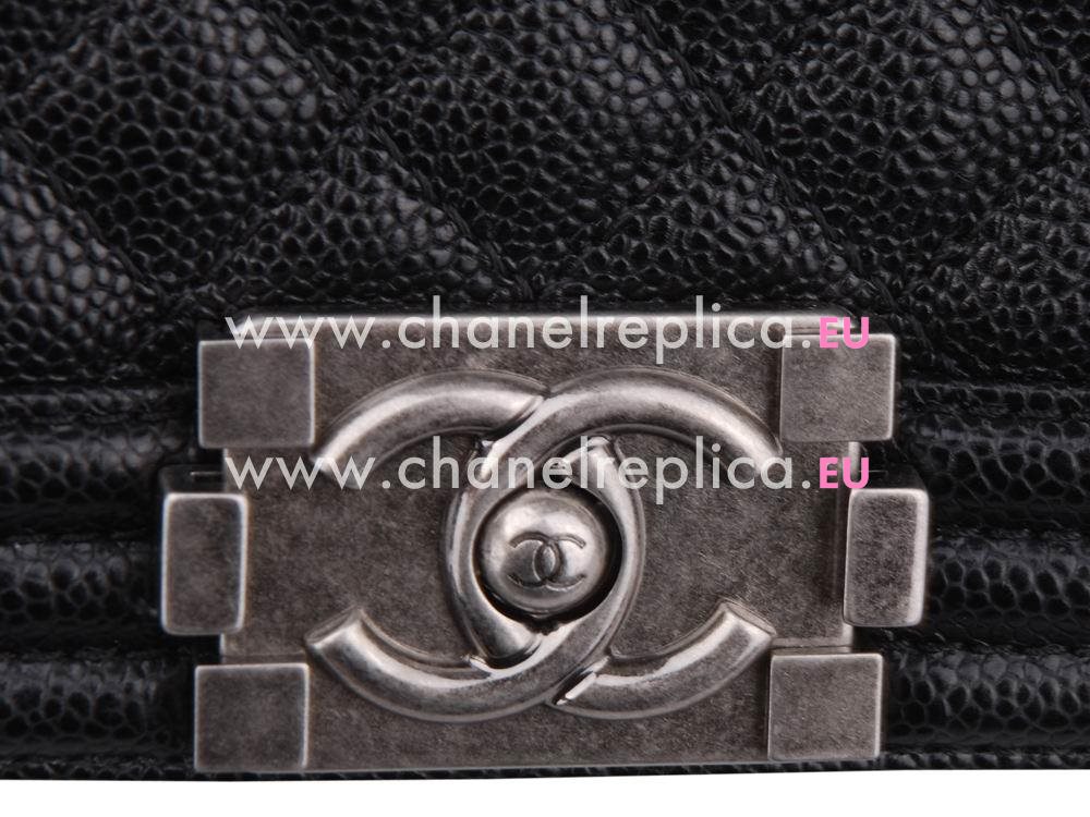 Chanel Caviar Anti-Silver Chain 28cm Boy Bag Black A566481D