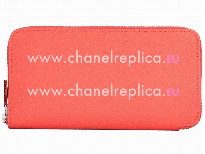 Hermes Silk In Wallet Epsom Leather Long Wallet Orange H69657