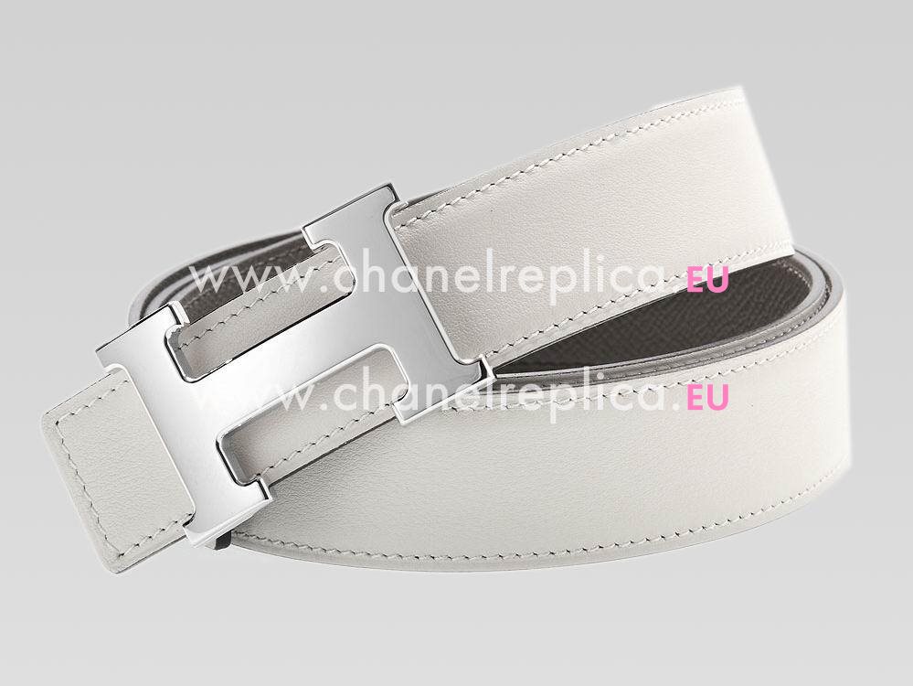 Hermes Silver H Gray Togo and Off White Box Leahter Belt H708508