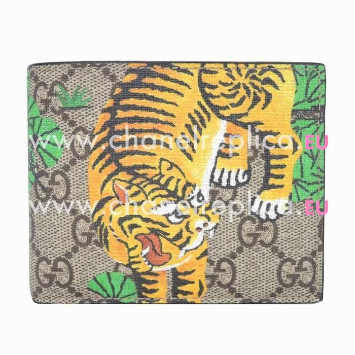 Gucci Bengal Tiger Printing Calfskin Wellets In Khaki G7040801