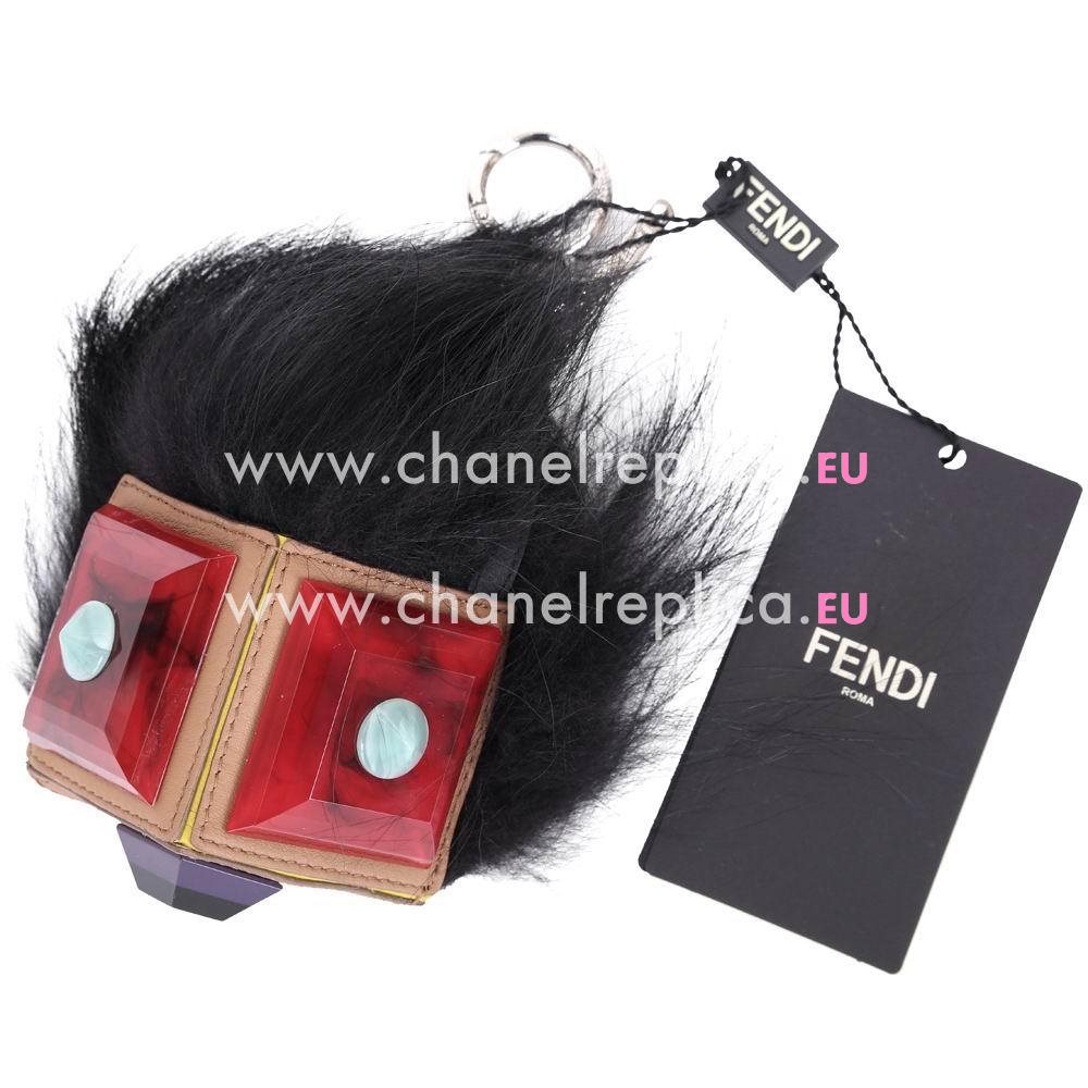 FENDI Prism Square Bag Bugs The Fox Pendant Black F1548747