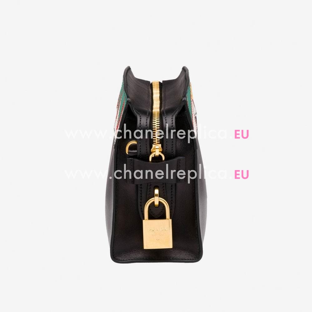 Prada Esplanade Calf/Saffiano Leather Shoulder Bag Black P1BH0493