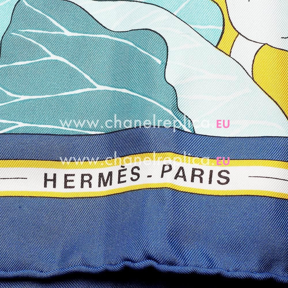 Hermes Lotus Silk Scarf Blue H6102839