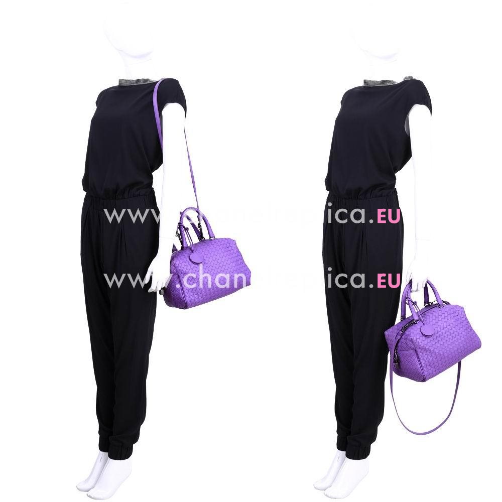 Bottega Veneta Atlantic Nappa Leather Woven Bag Purple B6110901