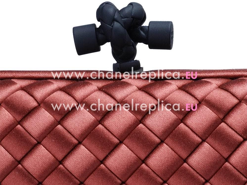 Bottega Veneta Satin Intreccio Impero Ayers Stretch Knot Dark Red BV53566