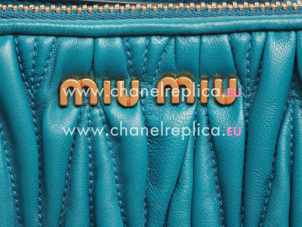 Miu Miu Matelasse Lux Nappa Leather Large Bag In Turquoise RN941G