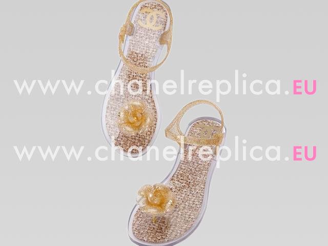 Chanel Double C Camellia Strappy Sandals Golden A42029