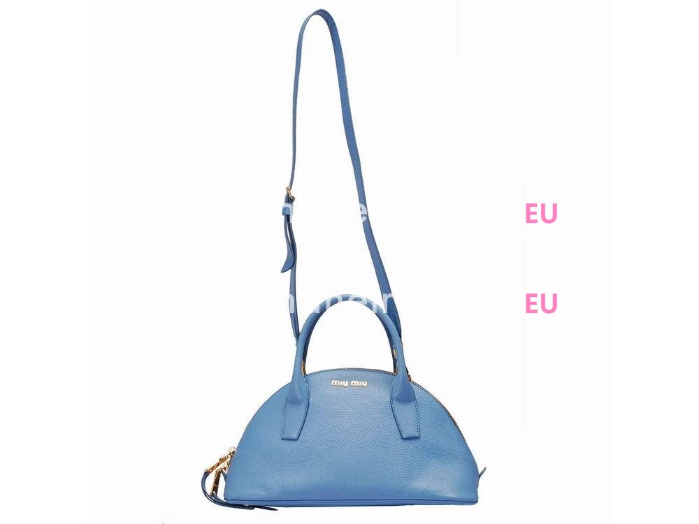 Miu Miu Madras Goat Skin Mini Handbag Light Blue MU5338