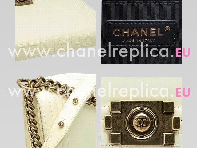 Chanel Boy Jumbo Lambskin Bag Antique-Gold Hardware Ivory A33288