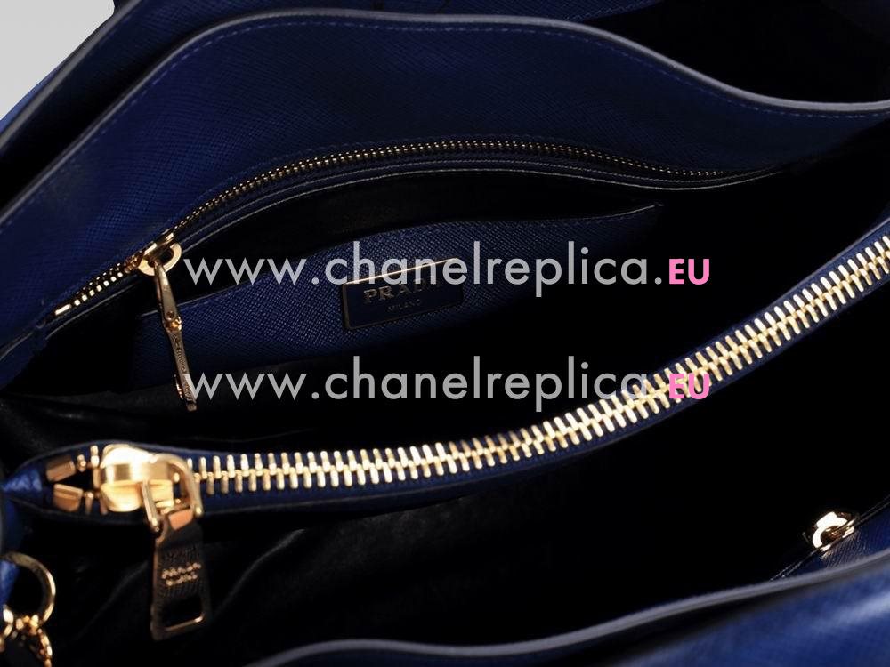 Prada Saffiano Lux 2013 Winter Triangle Logo Handbag Blue P467349