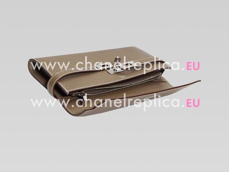 Hermes Epsom Cowhide Kelly Long Wallet Maroon Silver H50179