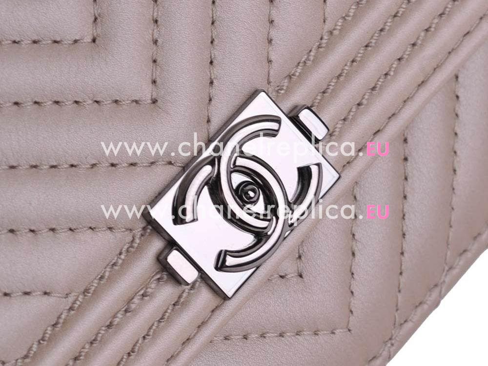 Chanel Lambskin Chevron Woc Bag Silver Chain Nude A59587