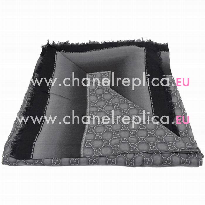 Gucci Classic GG Logo Wool Scarf Black Gray G7022212