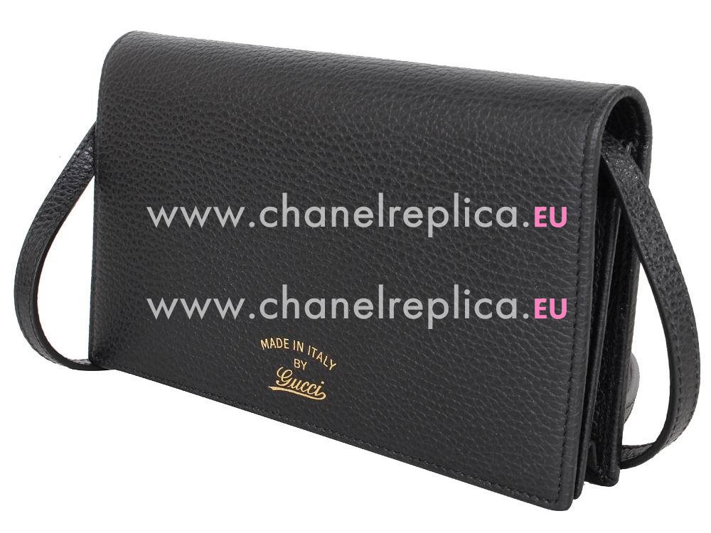 Gucci Classic GG Calfskin Leather Clutch In Black G368231