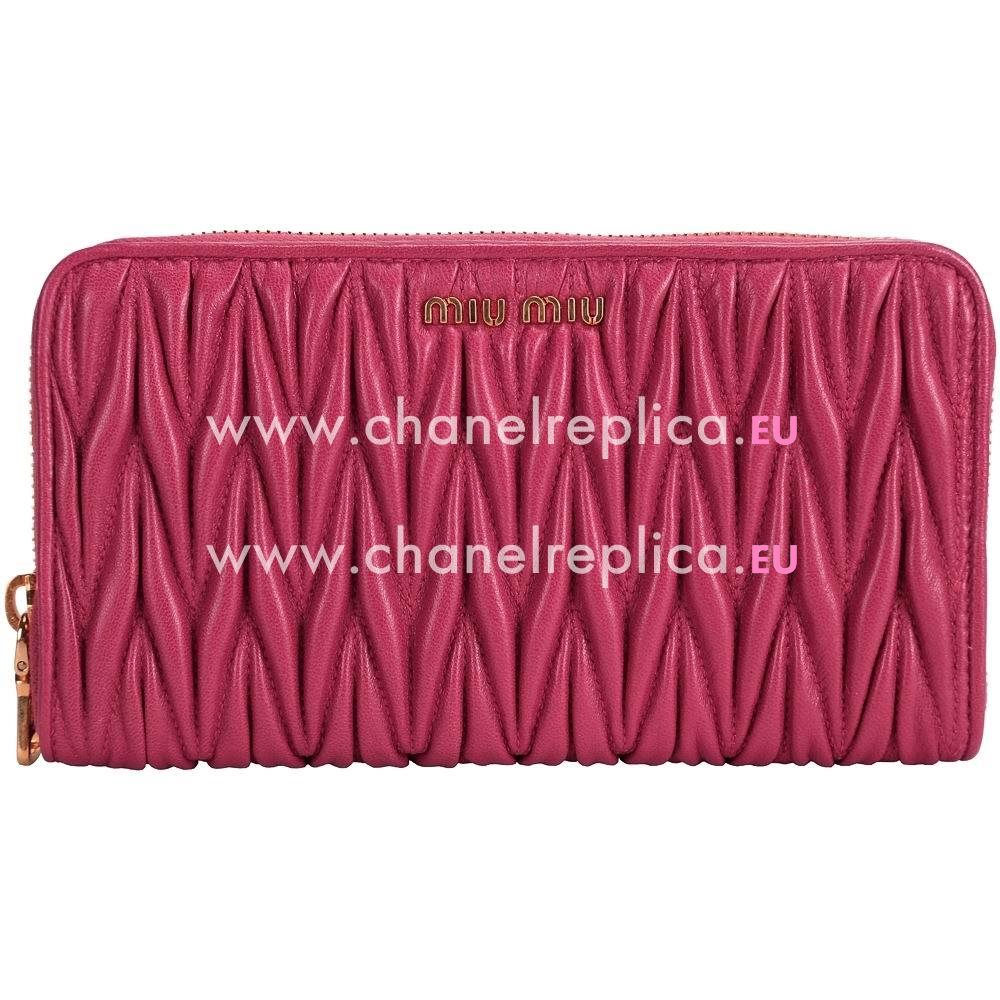 Miu Miu Matelassé Nappa Wallet In Peach Red MM5086263