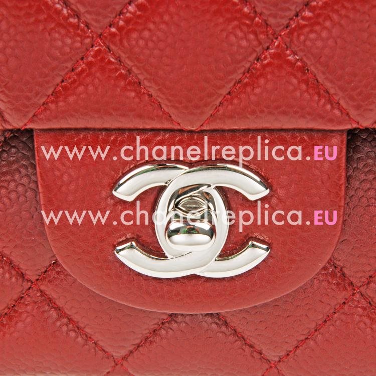 Chanel Burgundy Caviar Jumbo Coco Flap Bag Silver Chain A01112C-BUN