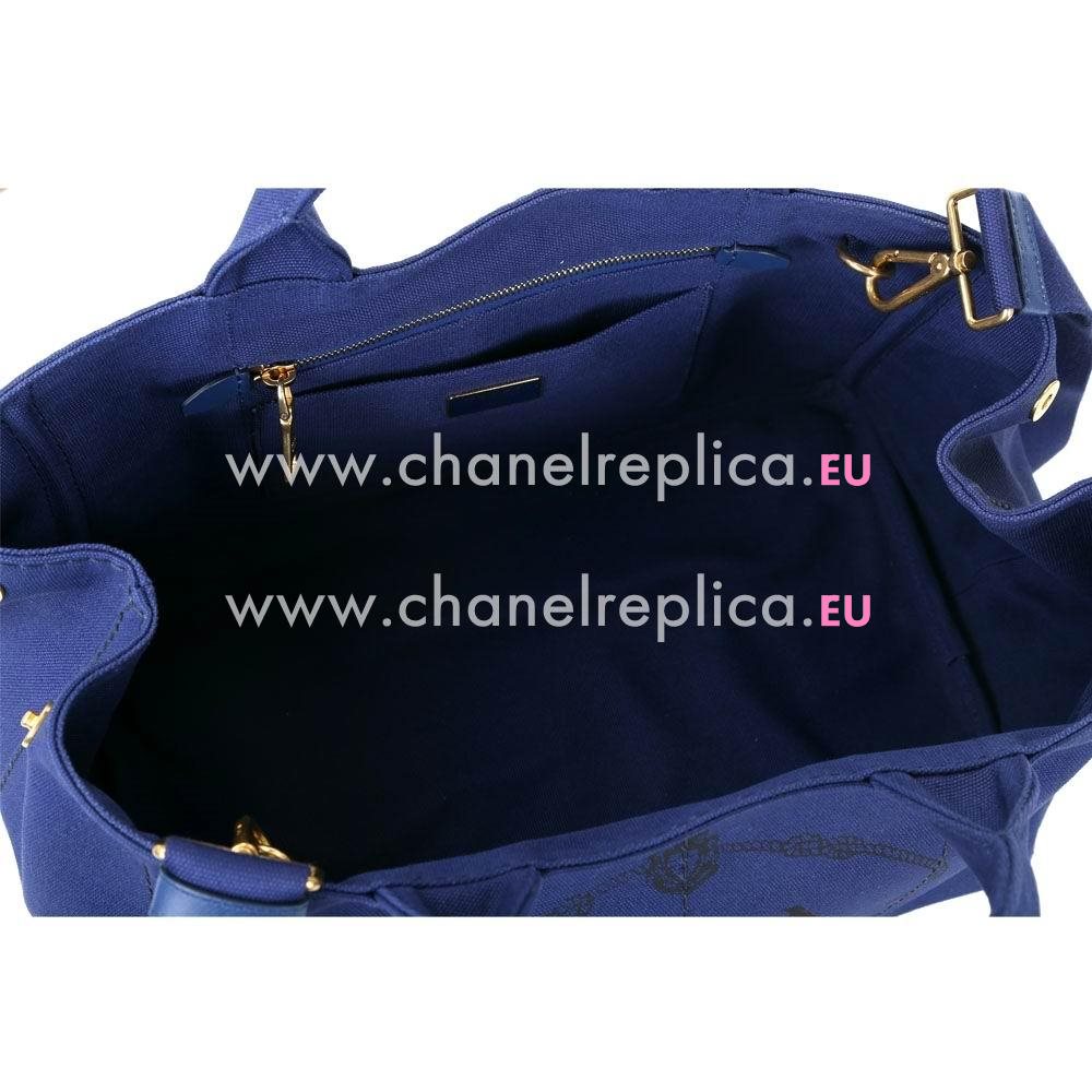 Prada Canapa Stampata Printing Logo Denim Bag Deep Blue PR7054128