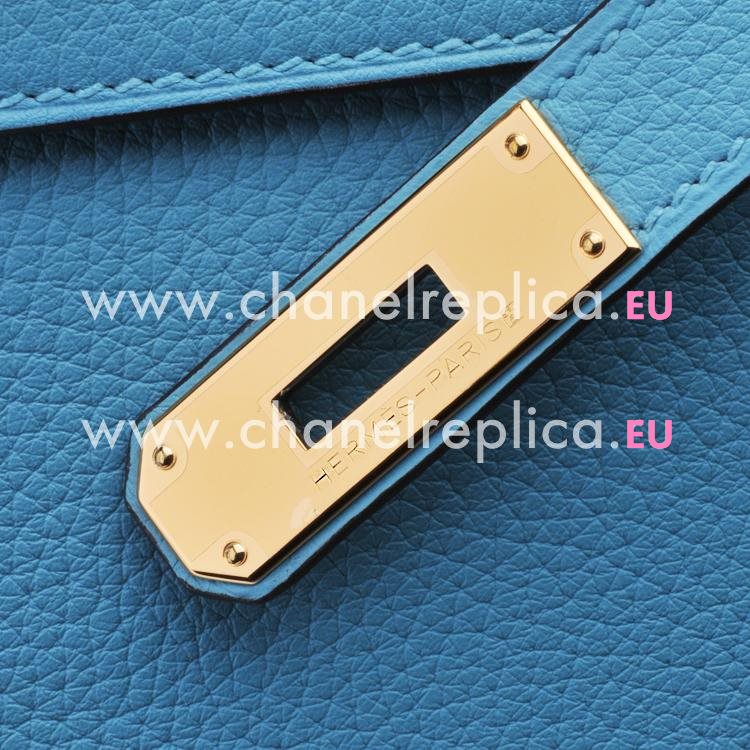 Hermes Kelly 28cm Bleu Clemence Leather Gold Hardware Handbag HK1028TCZ