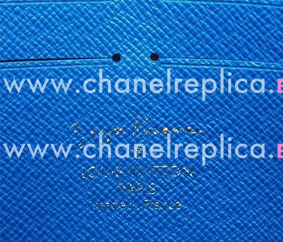 Louis Vuitton Yayoi Kusama Monogram Pumpkin Dots Zippy Wallet Blue M60448