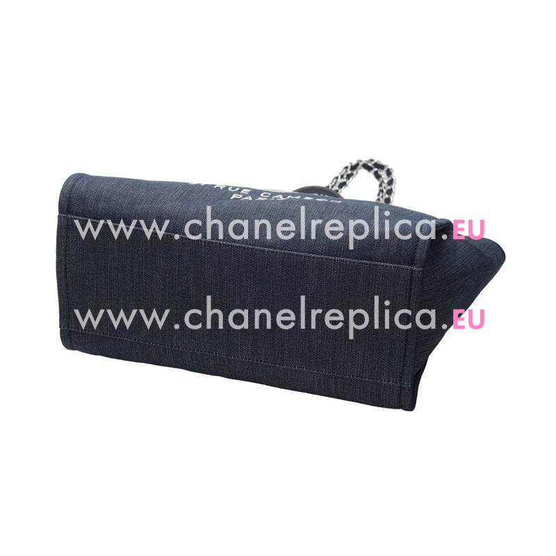 Chanel Blue Denim Canvas Silver Large Toile Shopping Bag A66941CLNBLU