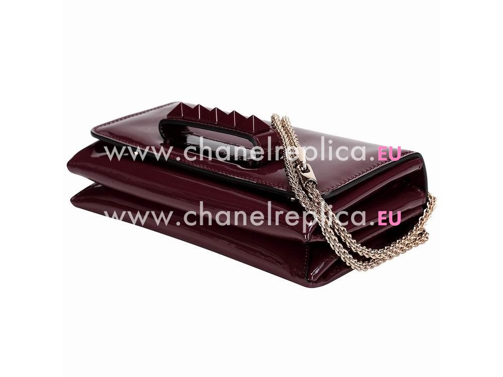 Valentino Patent Long Chain Bag In Wine VA53509