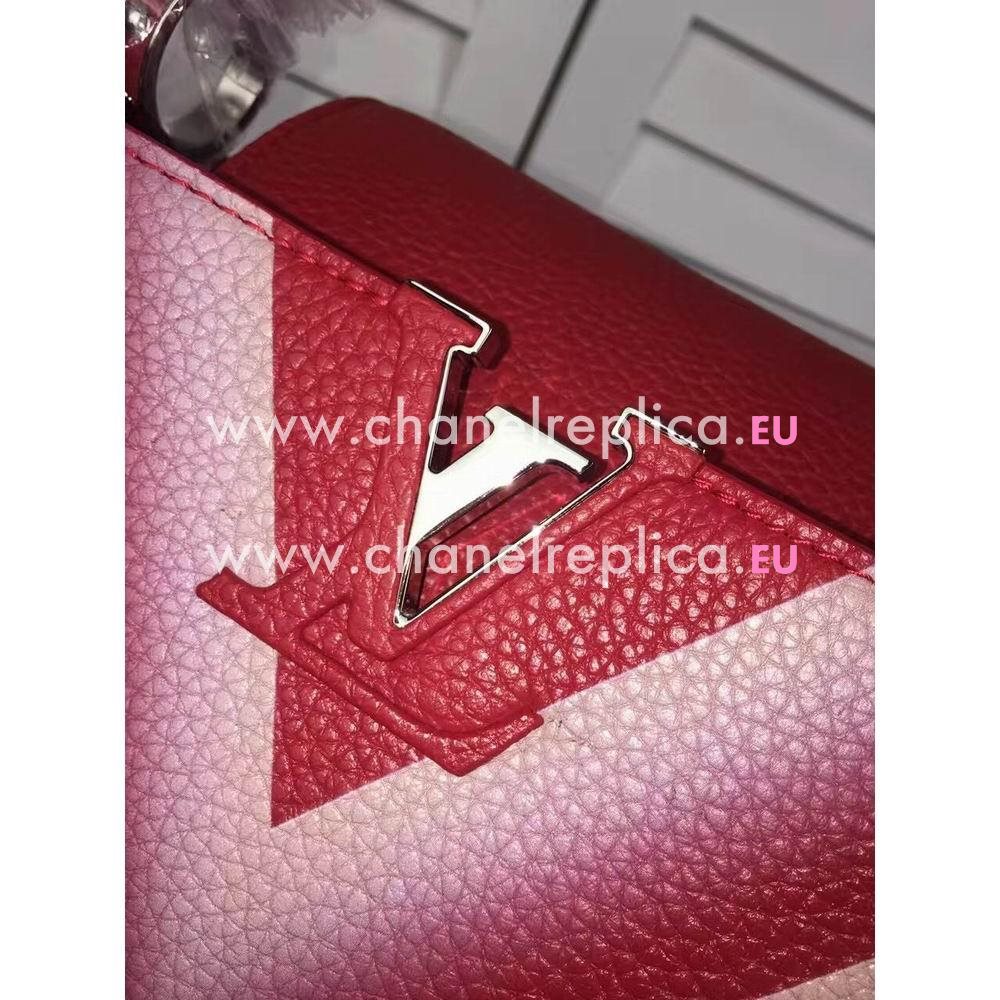 Louis Vuitton Taurillon Capucines Caviar Leather Trim Bag Red/White M42923