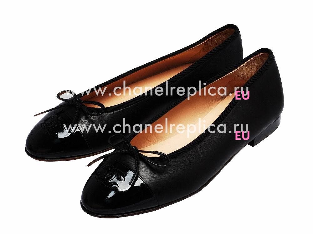 Chanel Double CC Lambskin Bowknot Shoes In Noir G02820