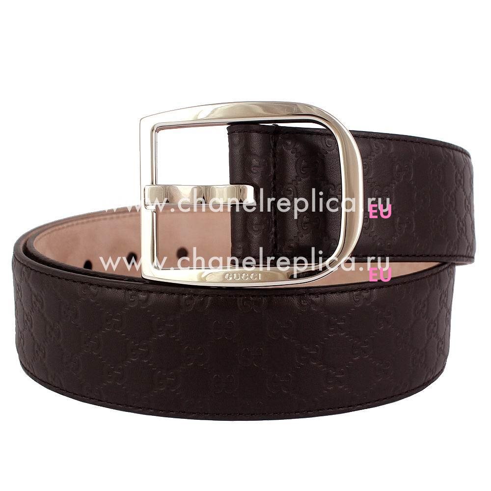 Gucci Coffee Embossed GG Cowhide Pin Buckle 9065602