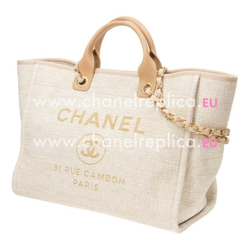 Chanel Deauville Double CC LOGO Denim Canvas Calfskin Gold Chain Bag A66941DGOLDGP