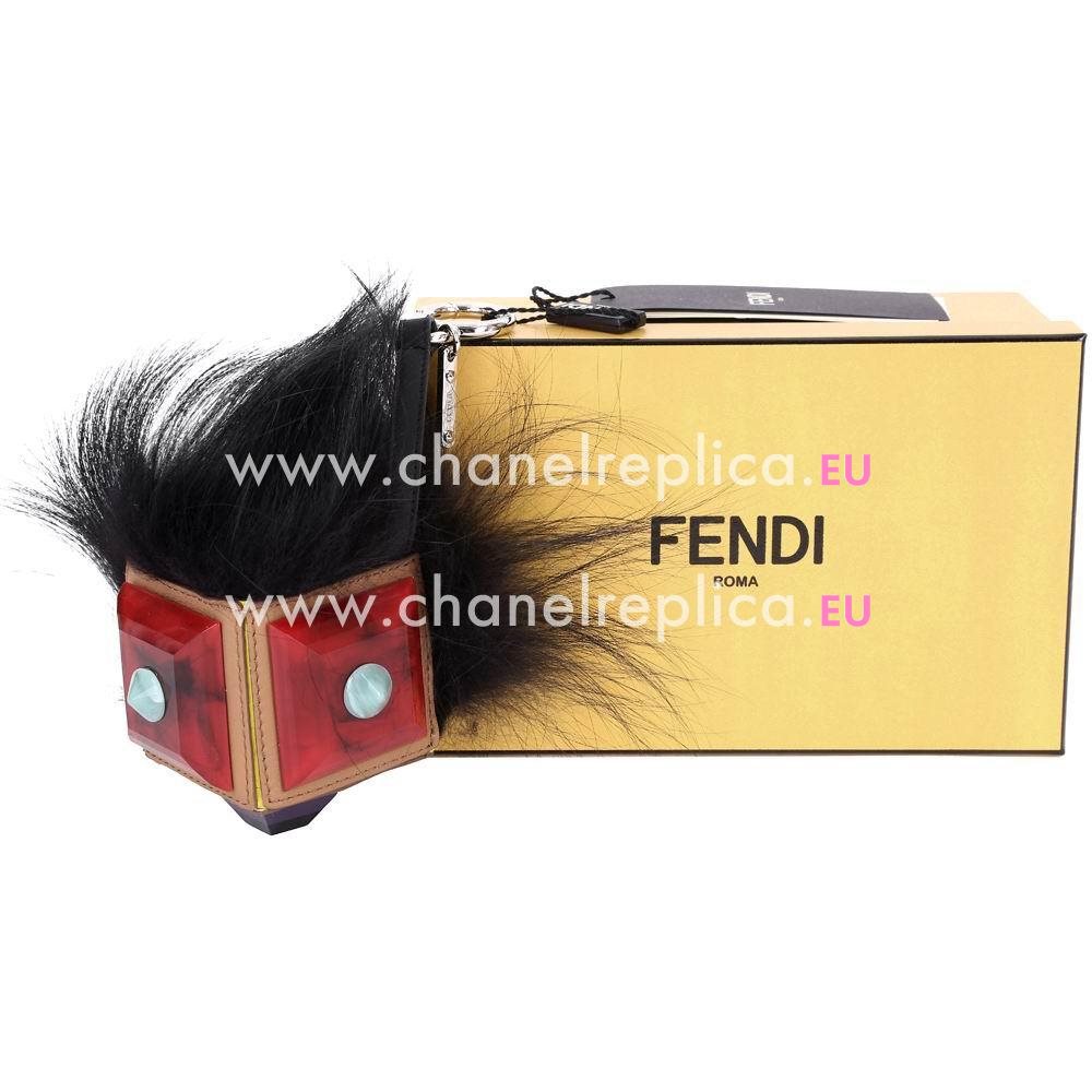 FENDI Prism Square Bag Bugs The Fox Pendant Black F1548747