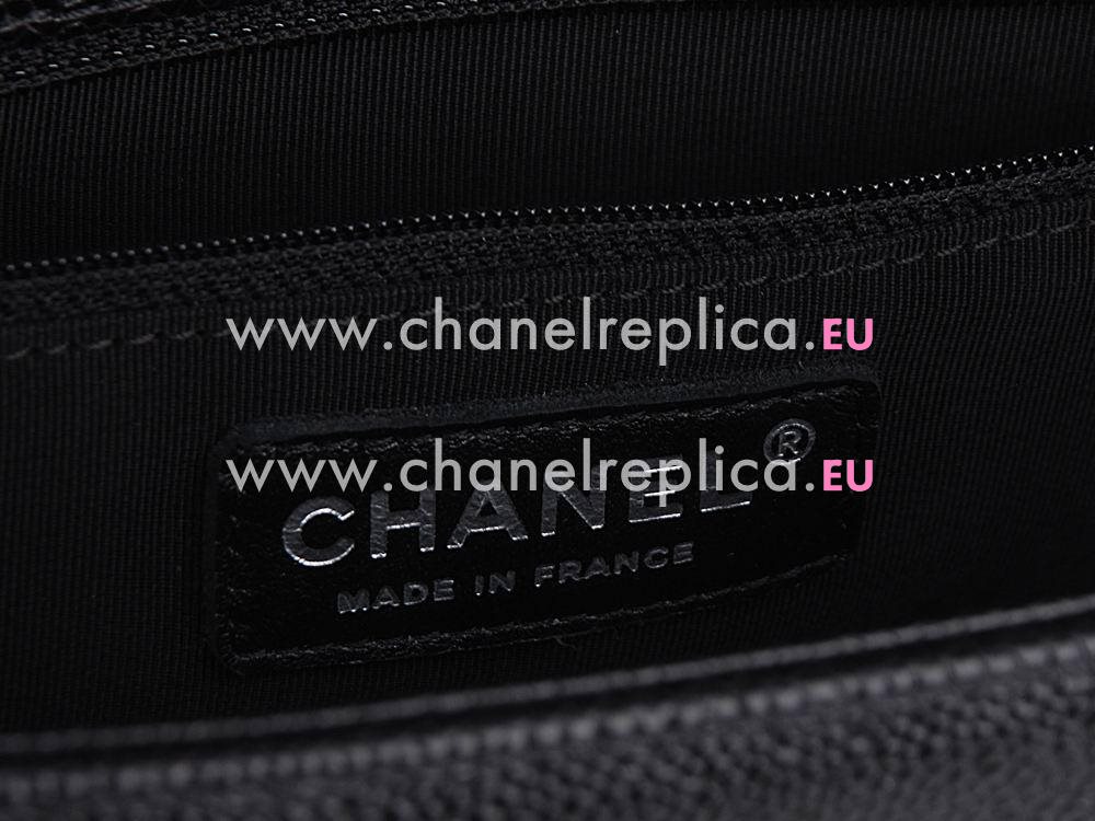 Chanel Caviar Anti-Silver Chain 28cm Boy Bag Black A566481D