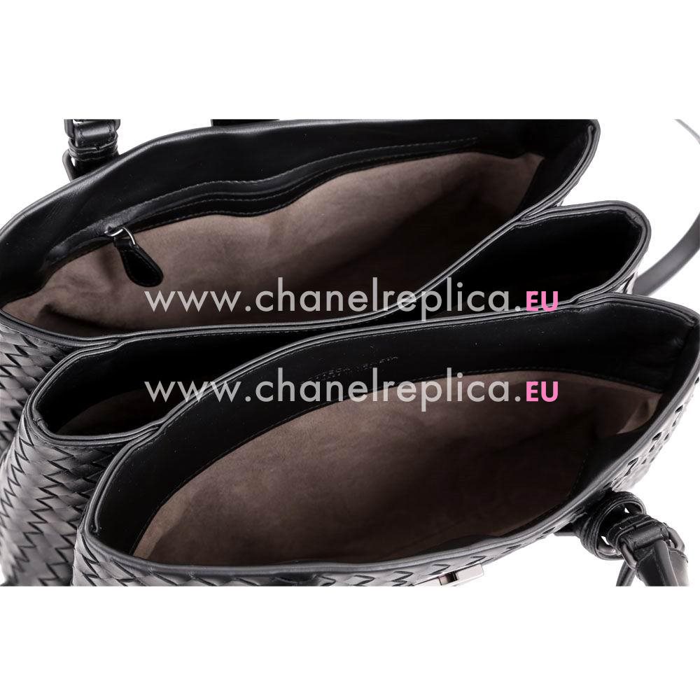 Bottega Veneta Classic Calf Leather Woven Bag Black BV7061504