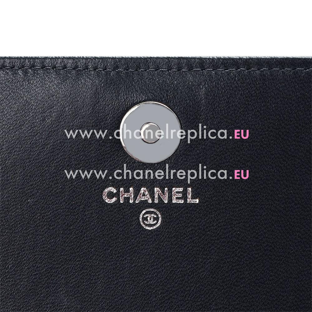 Chanel Lambskin Boy Woc Bag Silver Deep Blue A35524D
