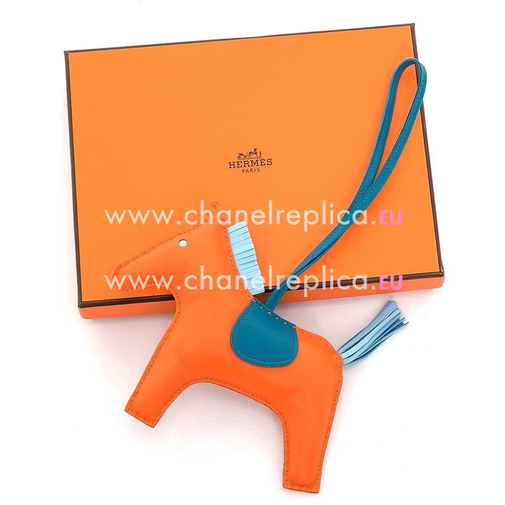 Hermes Horse lambskin Handbag Hanging Omarment In Orange/Blue H6122106