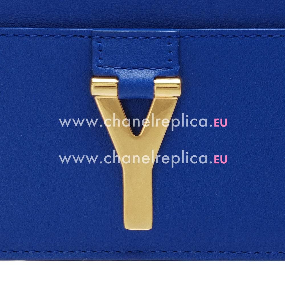 YSL Saint Laurent Ligne Y Macho Calfskin Cardcase In Jewelry Blue YSL5153012