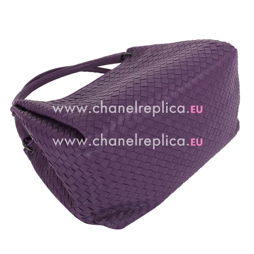 Bottega Veneta Classic Intrecciato Nappa Weave Falcate Shoulder Bag In Purple BV541671