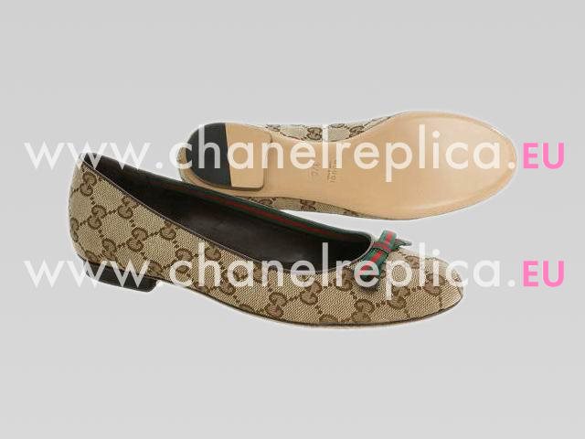 Gucci Tan/Light Splash GG Patent Horsebit Bow Flats 317911