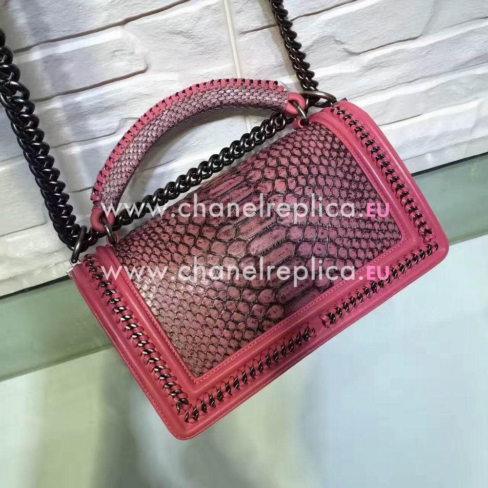 Chanel Boy Cuprum Hardware South Africa Python Skin Bag Pink C7032706