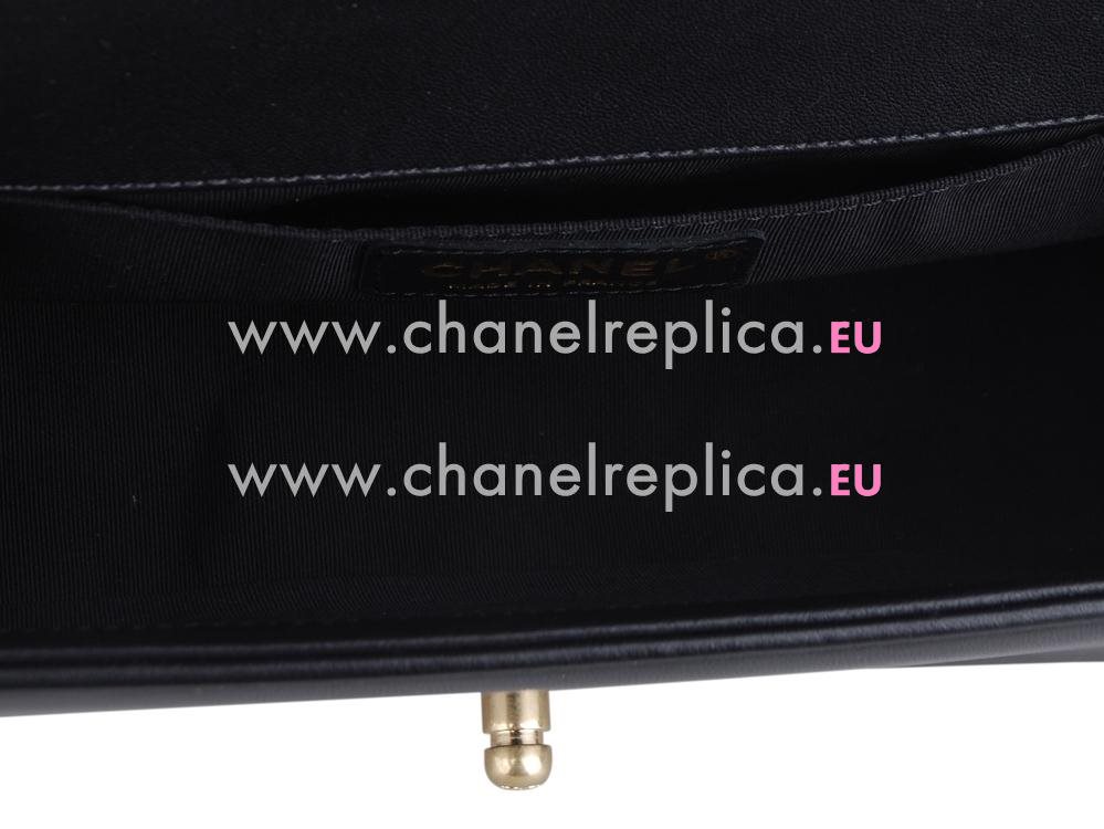 Chanel Calfskin Boy Bag Handbag Gold hardware Black A30677