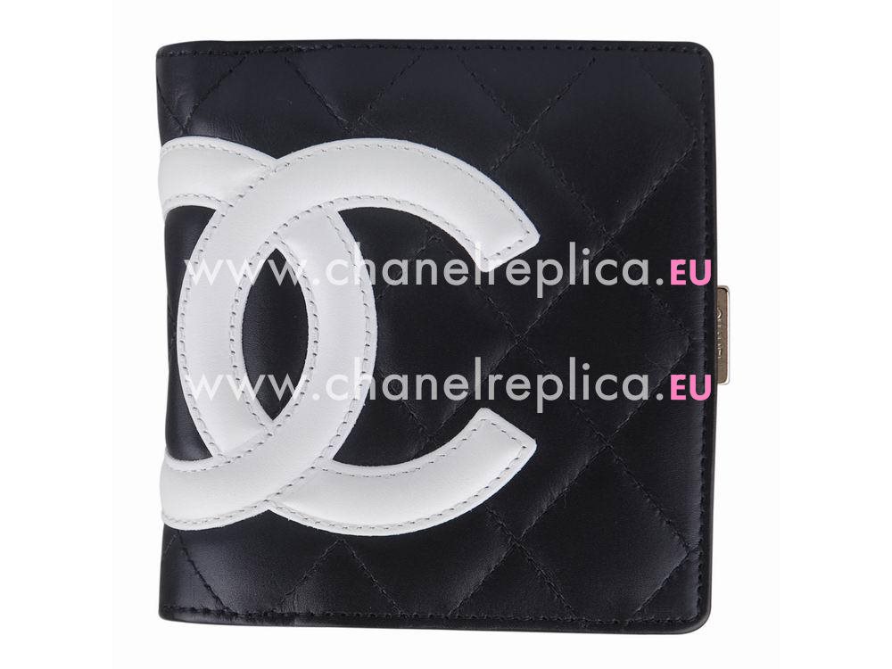 Chanel Lambskin Cambon Black and White CC Wallet A26720BAW