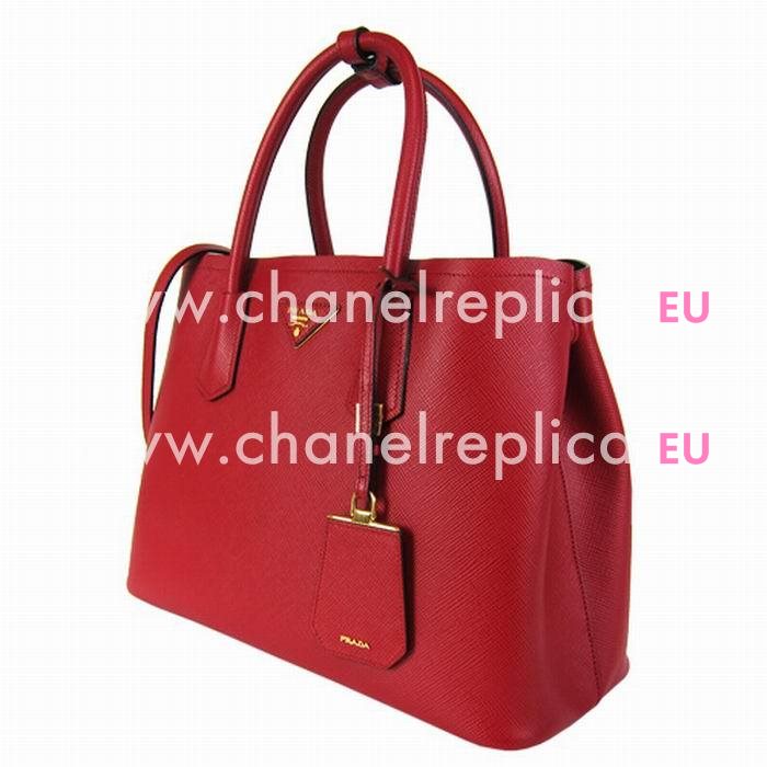 Prada Saffiano Cuir Small Double Tote Bag Red BN2775-2A4A-F068Z