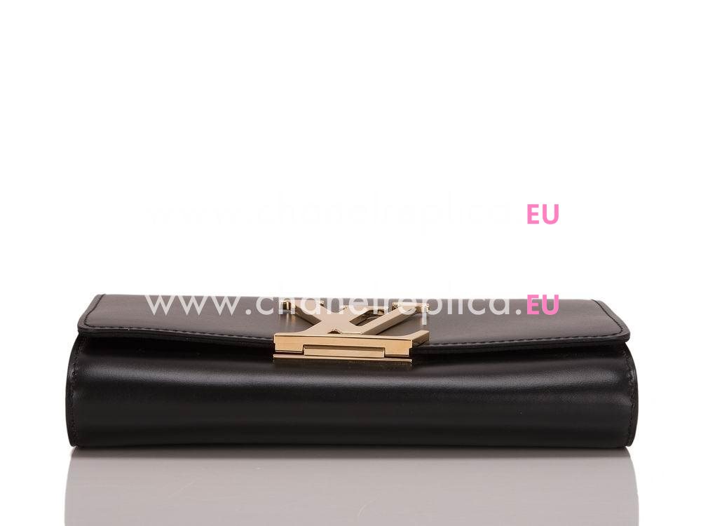 Louis Vuitton Calfskin Evening Clutch Chain Black M94265