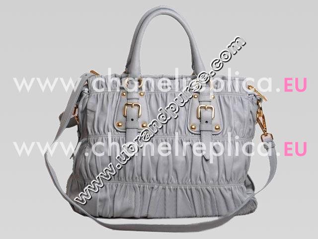 Prada Nappa Gaufre Lambskin Handbag In Grey P309244