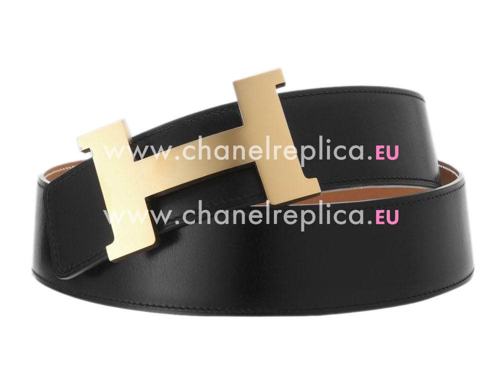 Hermes Constance Black Gold Two-sided Belt Gold Buckle H699455