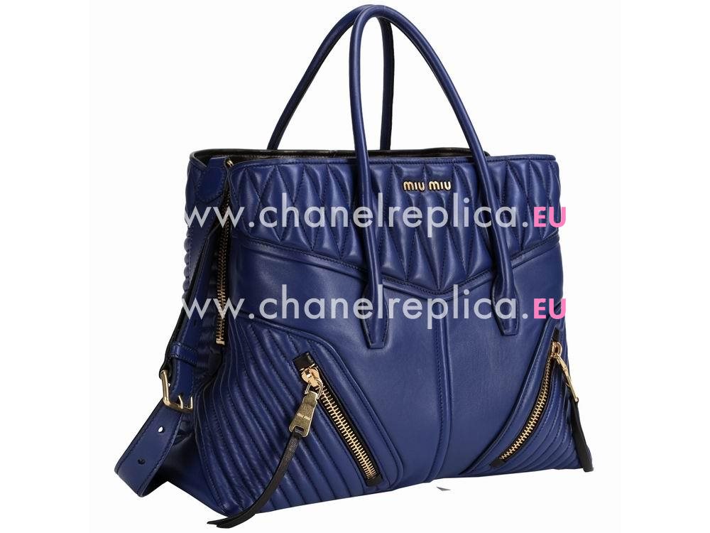 Miu Miu Nappa Biker Tote Bag In Blue RN1032BL