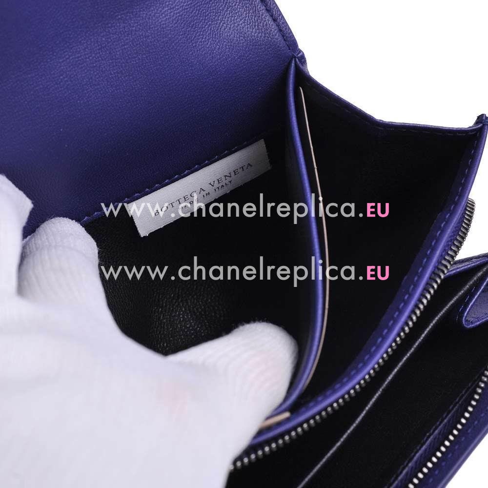 Bottega Veneta Classic Weave Nappa Wallet In Blue B6110707